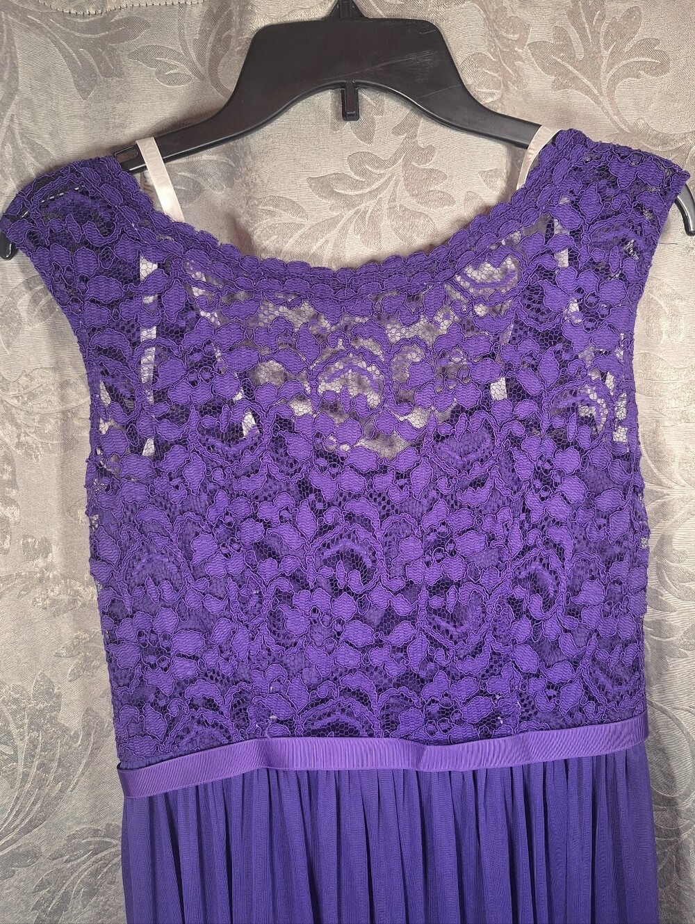 David's Bridal Purple Lace Bodice Chiffon Prom Dress Bride's Maid Wedding Guest